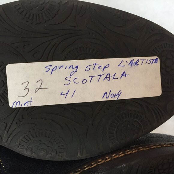 Spring Step LArtiste Scotala Heeled Ankle Boot 10/41 Navy Blue Plaid Leather Zip - Picture 13 of 13